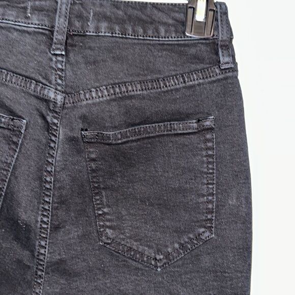 free people 26 crvy High Rise Black Raw Fringe Frayed Hem Denim Shorts - Picture 11 of 13